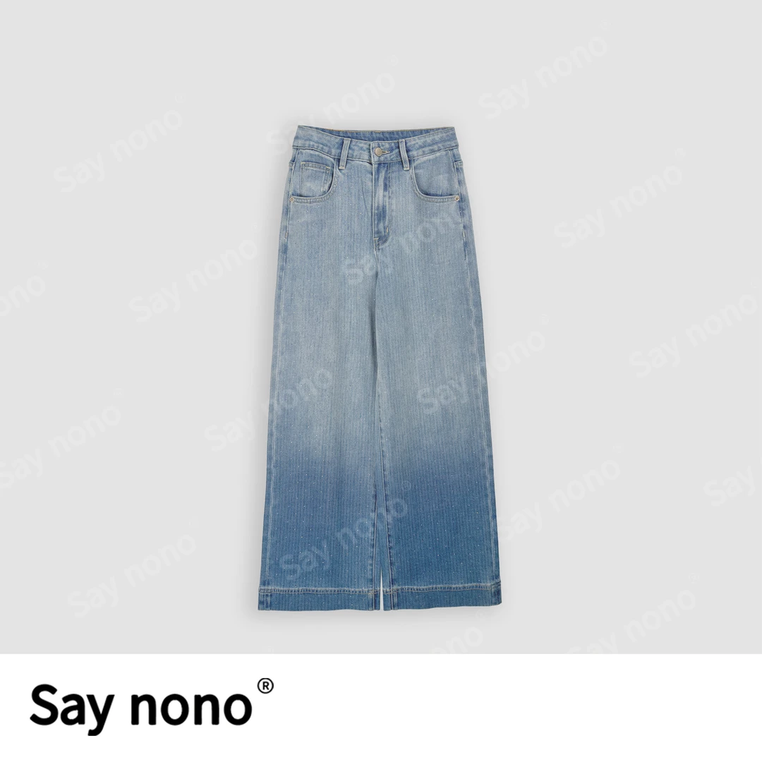 懒猫nono│Saynono青春时尚气质高腰宽松阔腿牛仔裤H061602X