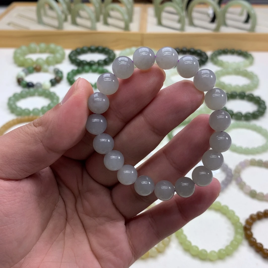 和田玉手串（烟紫9.8）未镶嵌