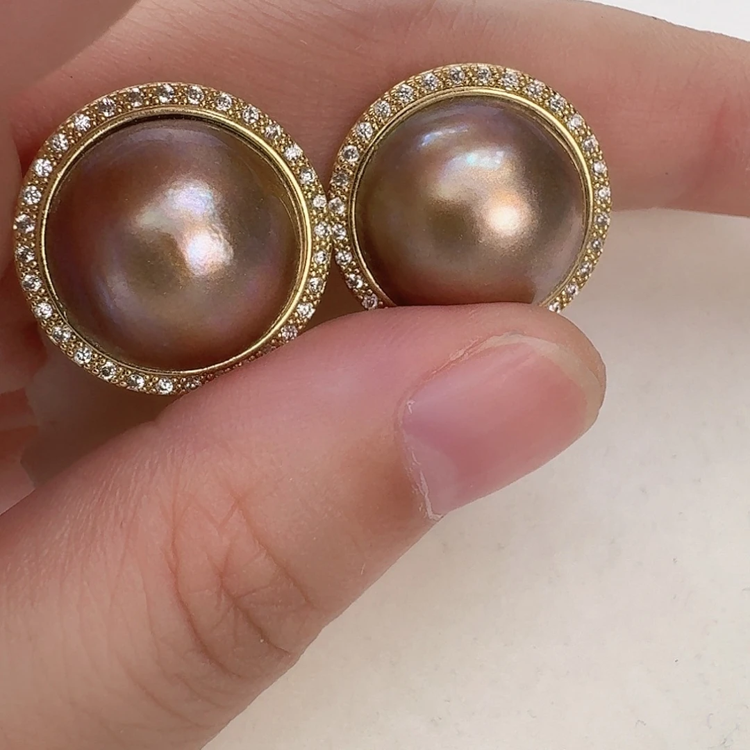 拼合珍珠（马贝珠）耳饰未镶嵌