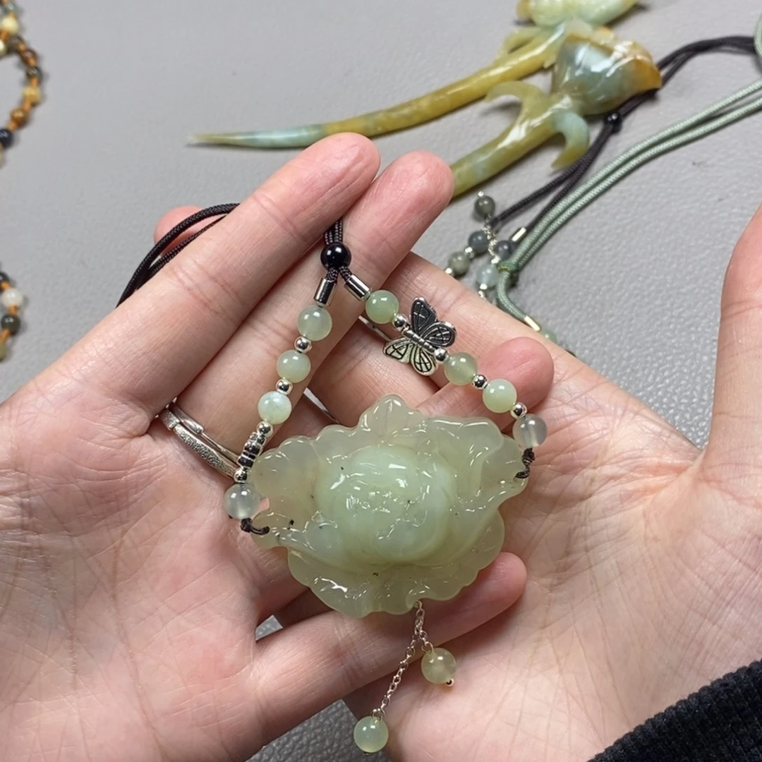 蛇纹石玉未镶嵌耳饰耳环挂件项链