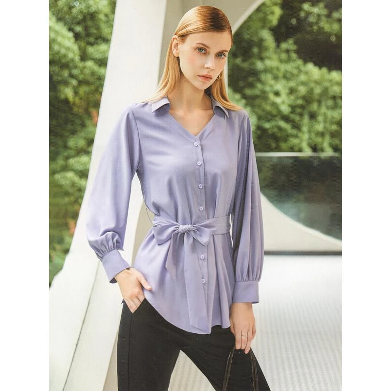 9394【红系列】设计感系带衬衫QH1096