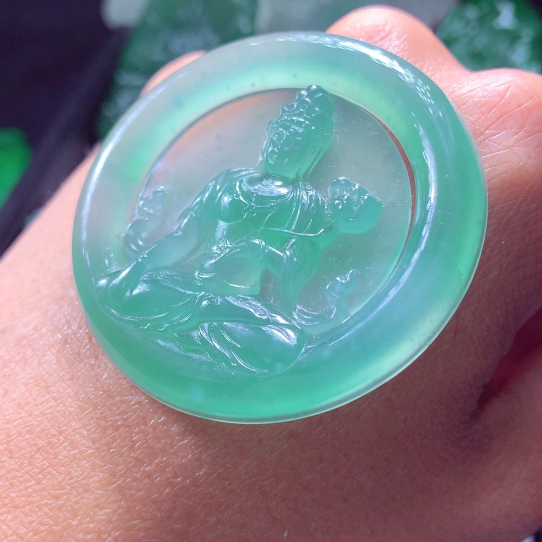 定制翡翠未镶嵌天然翡翠A货毛货挂件