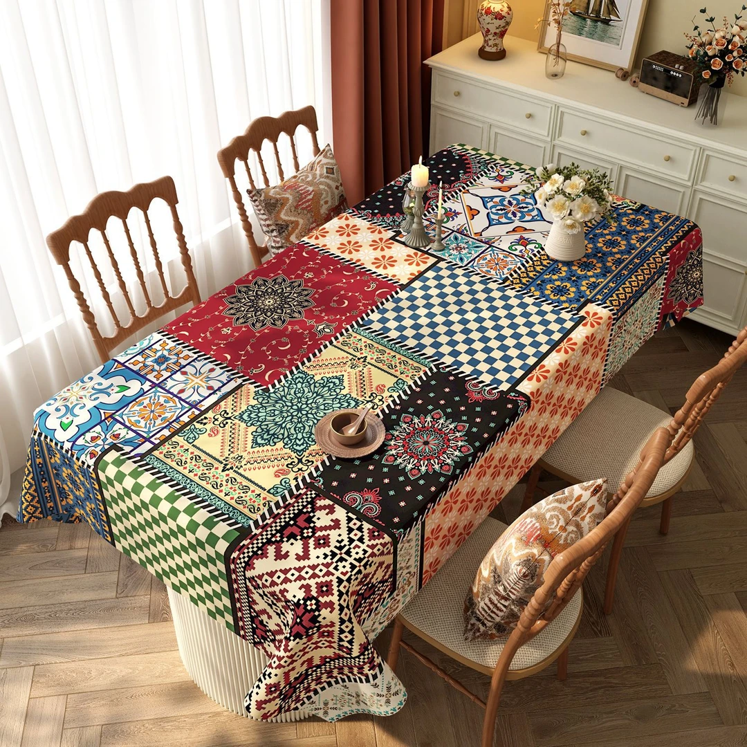 民族风桌布防水防油免洗防烫轻奢高级感长方形波西米亚餐桌台布