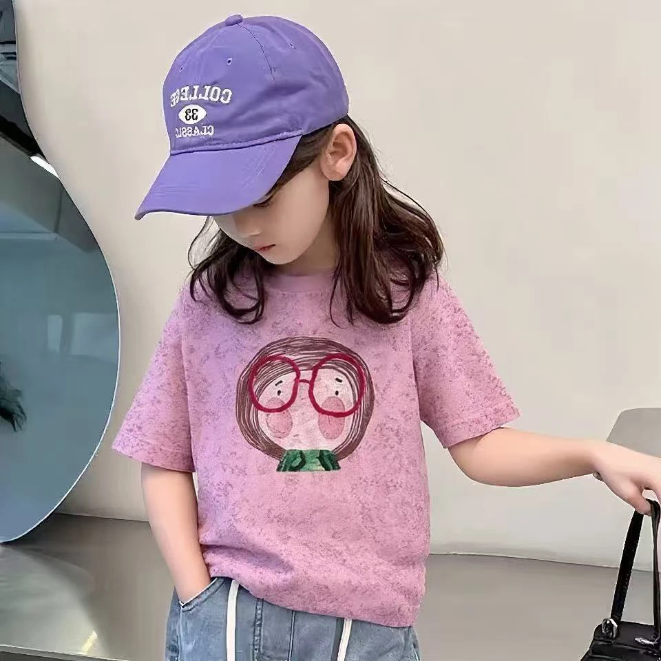 女童纯棉夏装2025新款扎染童韩版儿童装百搭休闲女孩夏季