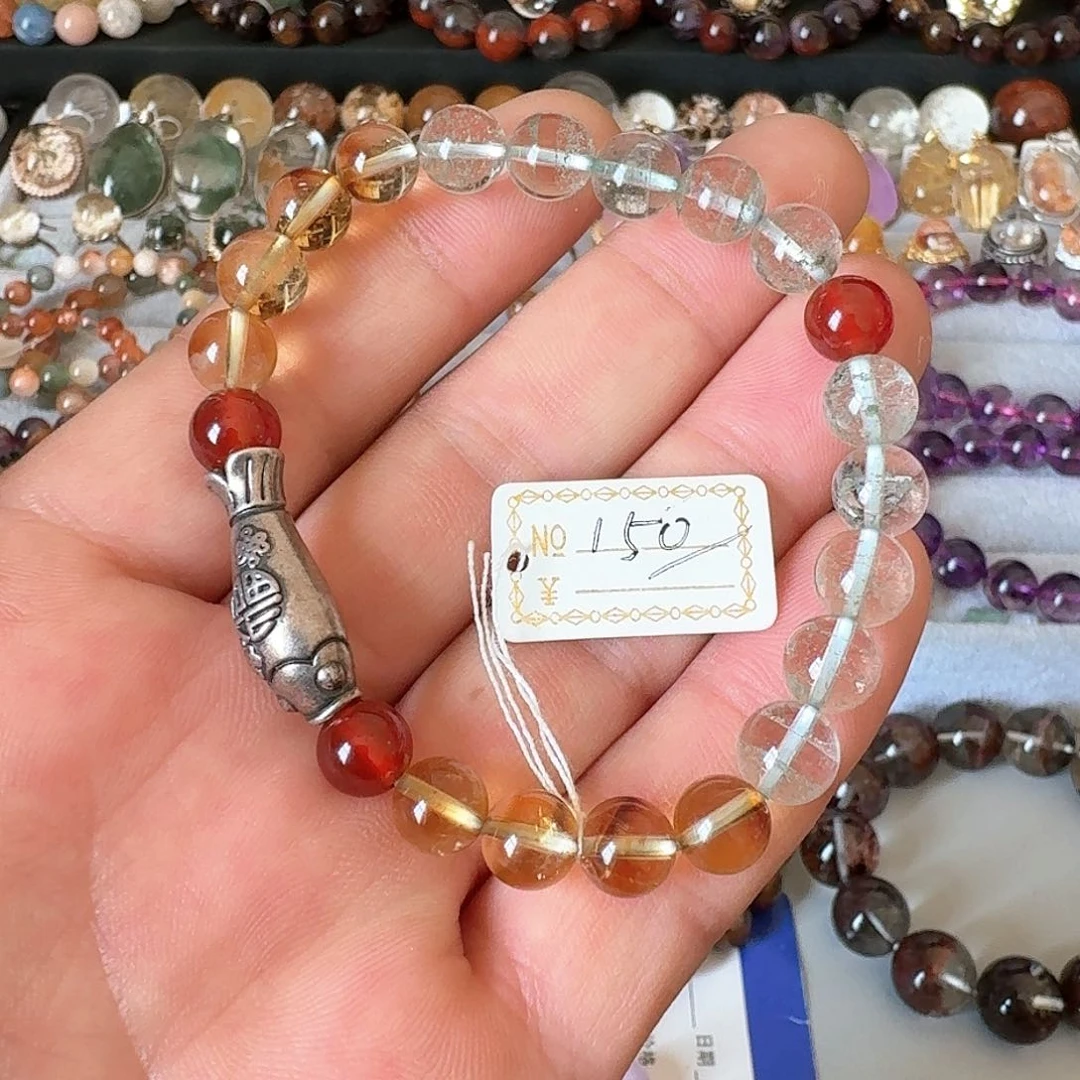 水晶多宝手串足银镶嵌
