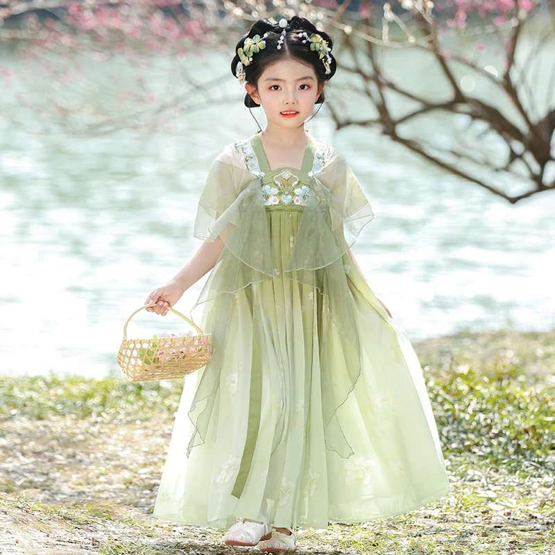 汉服女童夏季2025新款儿童超仙公主裙薄款女孩古装国风连衣裙夏款