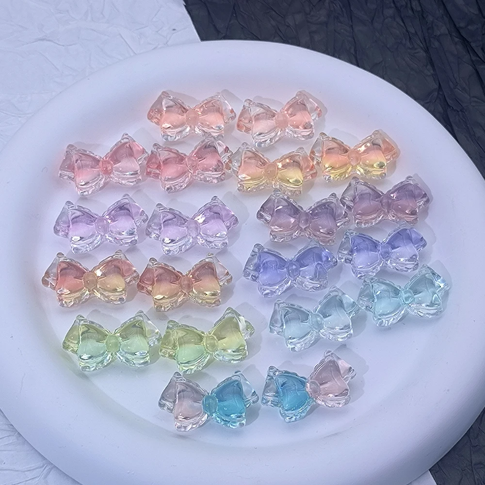C17透色蝴蝶结通孔手工串珠饰品配件手机链挂件diy配饰