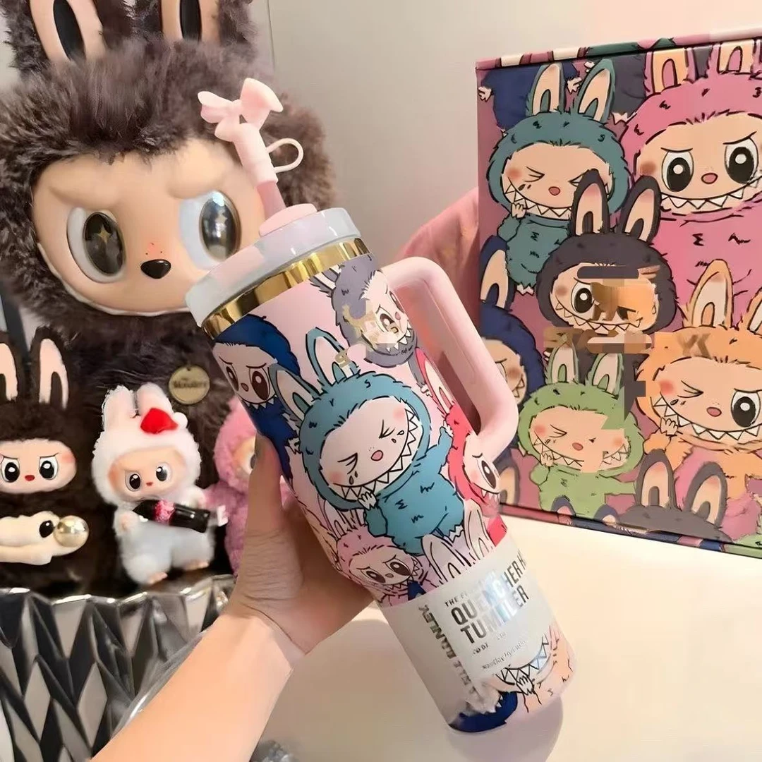 【达人专属】美版爆款可爱拉布布少女婴童心冰霸杯保温保冷带杯套