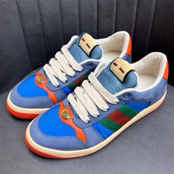 全新未使用 GUCCI/古驰 蓝色GG珐琅时尚板鞋 7码  BB01070