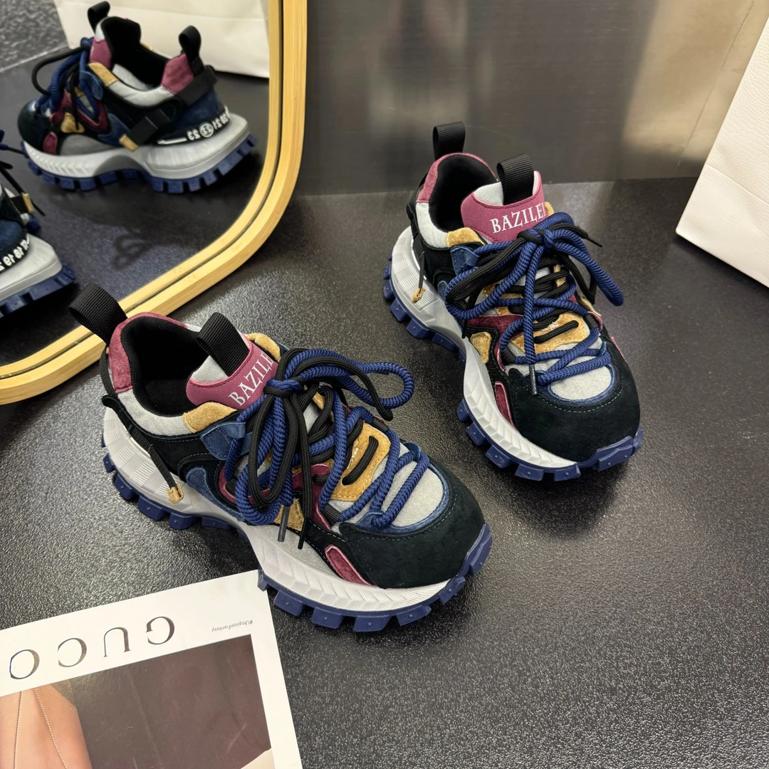 阿甘鞋女2025夏季新款休闲鞋复古拼色百搭跑步鞋厚底时尚运动鞋子