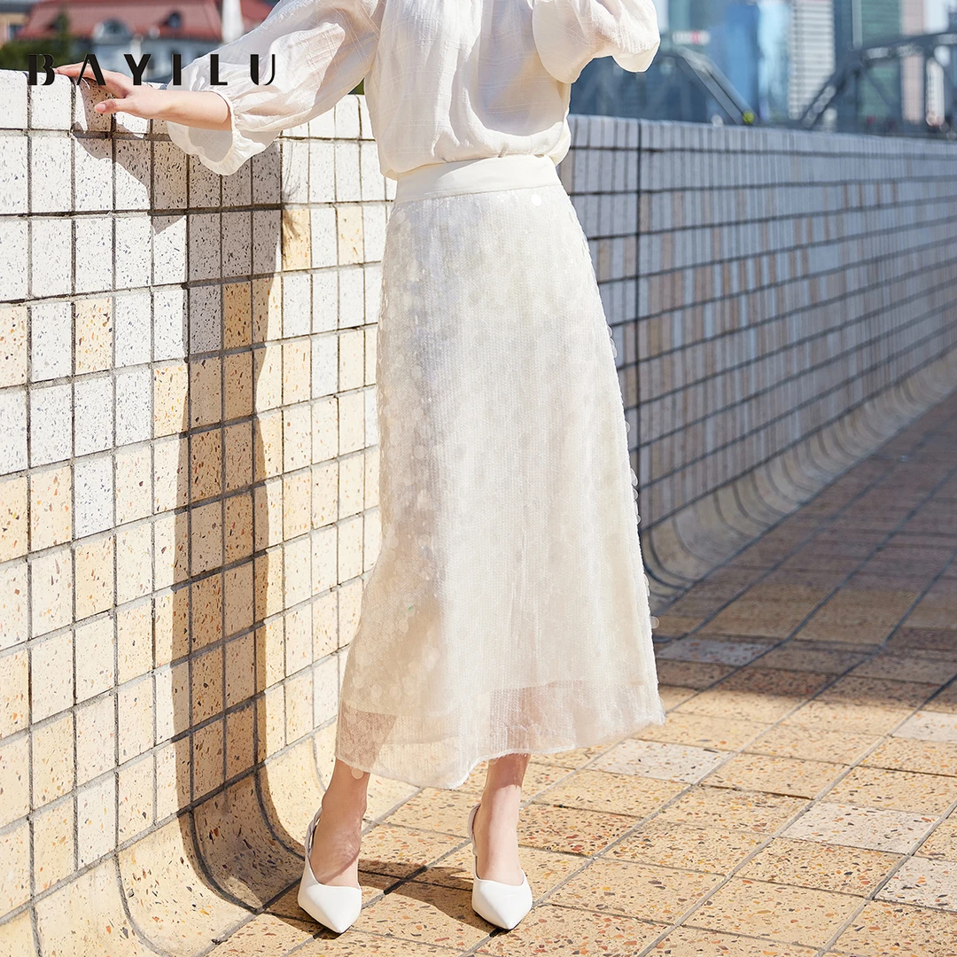 【女乔】芭依璐夏季半身裙女百搭优雅直筒裙子90Q3938