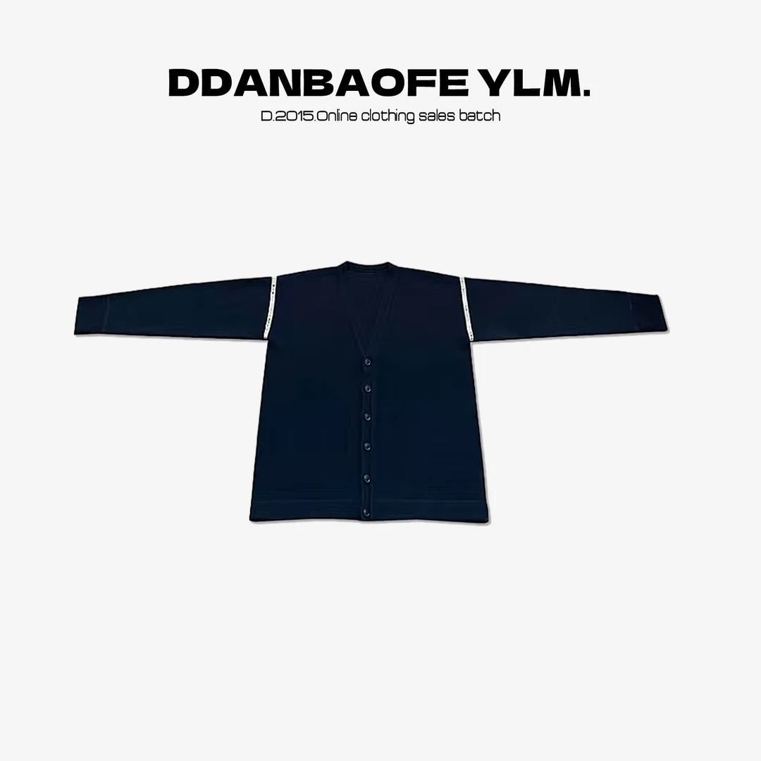 【优优】100羊毛藏青蓝牛仔贴布破坏补丁毛衣开衫YLM001225