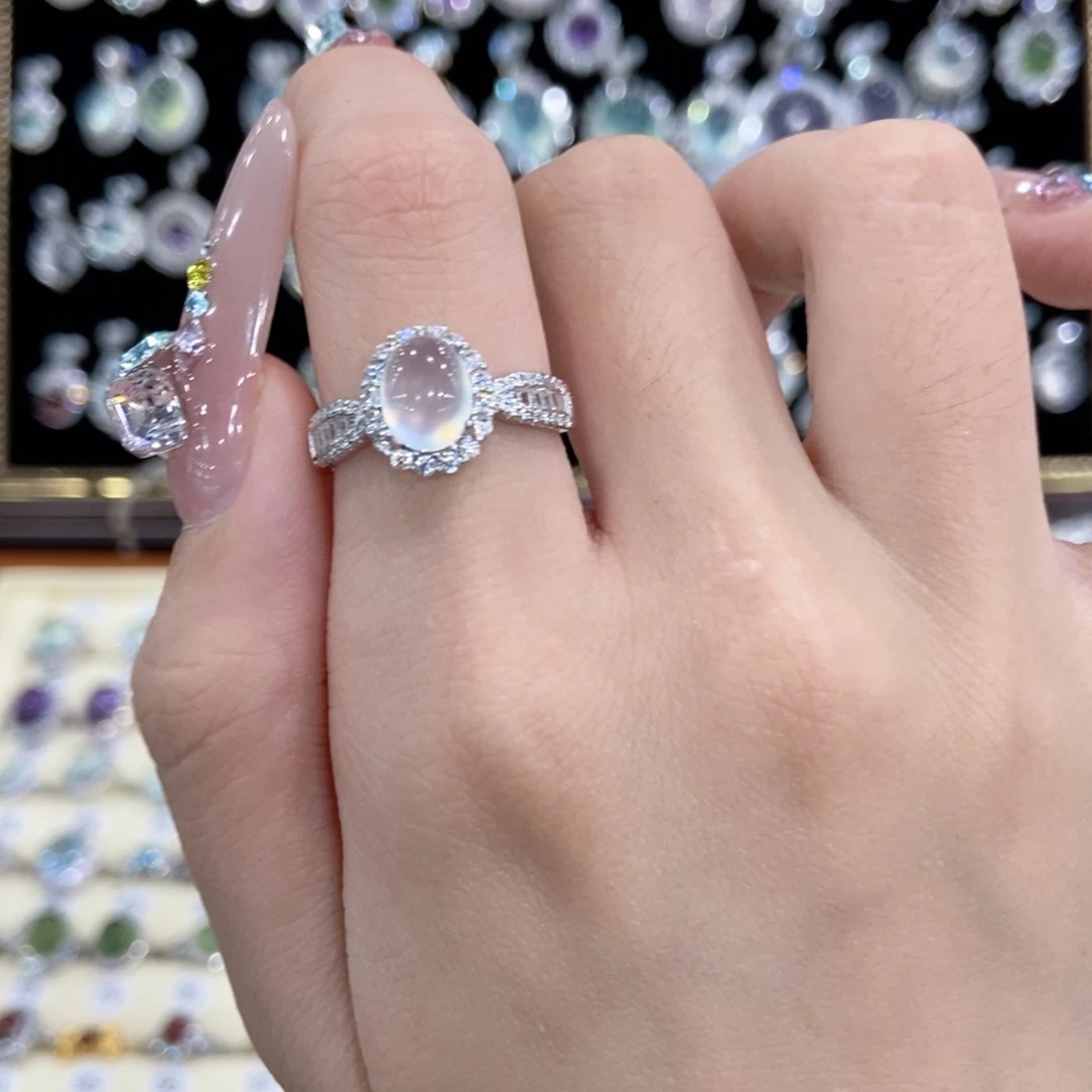 蛇纹石玉银S925镶嵌戒指