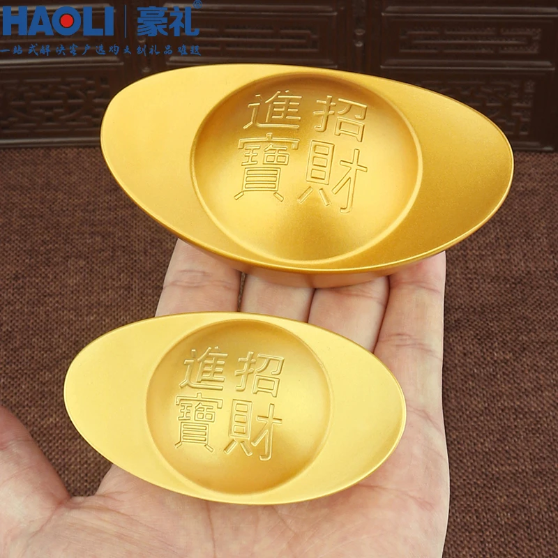 2025年新款合金元宝摆件招财进宝聚宝盆客厅办公室桌面装饰品礼品