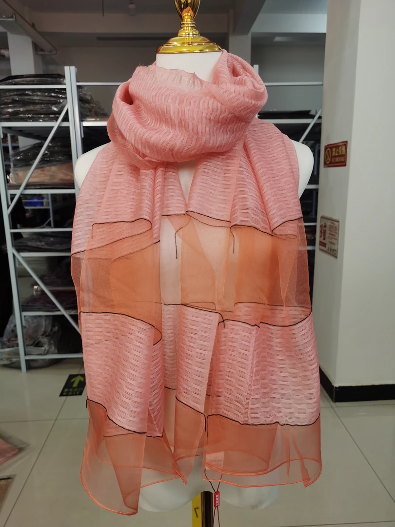 C132 橘粉色链 桑蚕丝羊毛围巾时尚 百搭围巾丝巾 70*190 C