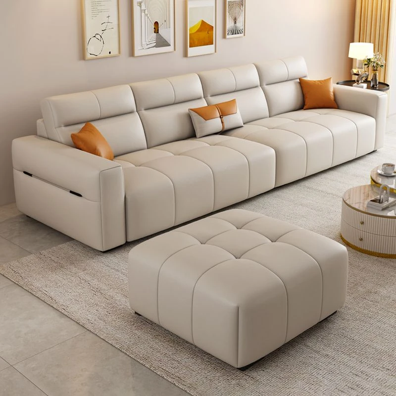 2025奈迪芬沙发客厅小户型轻奢奶油风猫抓皮沙发储物两用落地