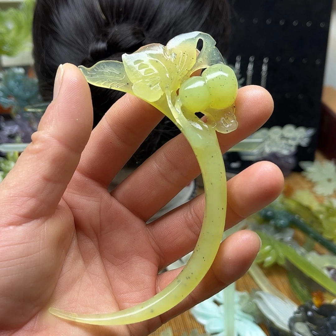 非金属天然岫玉发簪
