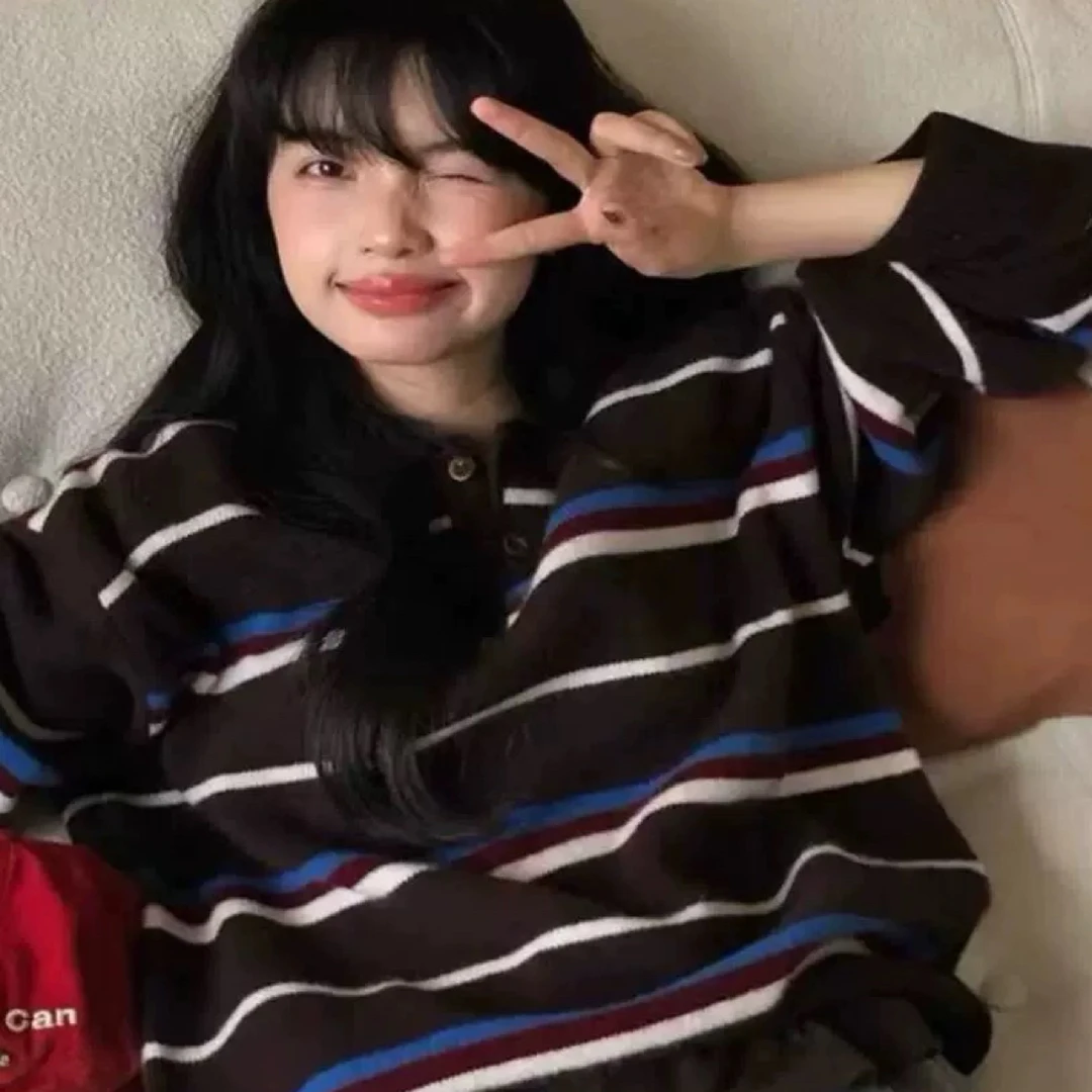 韩国新款长袖polo领lelen休闲撞色条纹针织衫羊毛复古毛衣女+