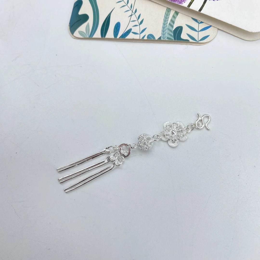 足银银制品 【绣花步摇】足银纯手工新中式轻奢时尚素款礼品步摇