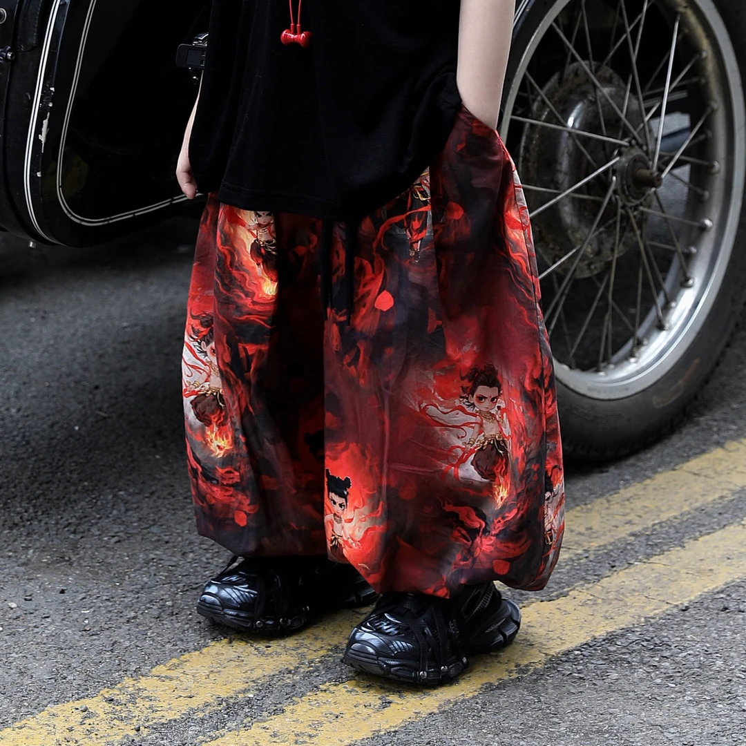 【现货】Jimmy妈童品 万丈火焰夏季儿童哪吒印花轻薄透气长裤防蚊裤