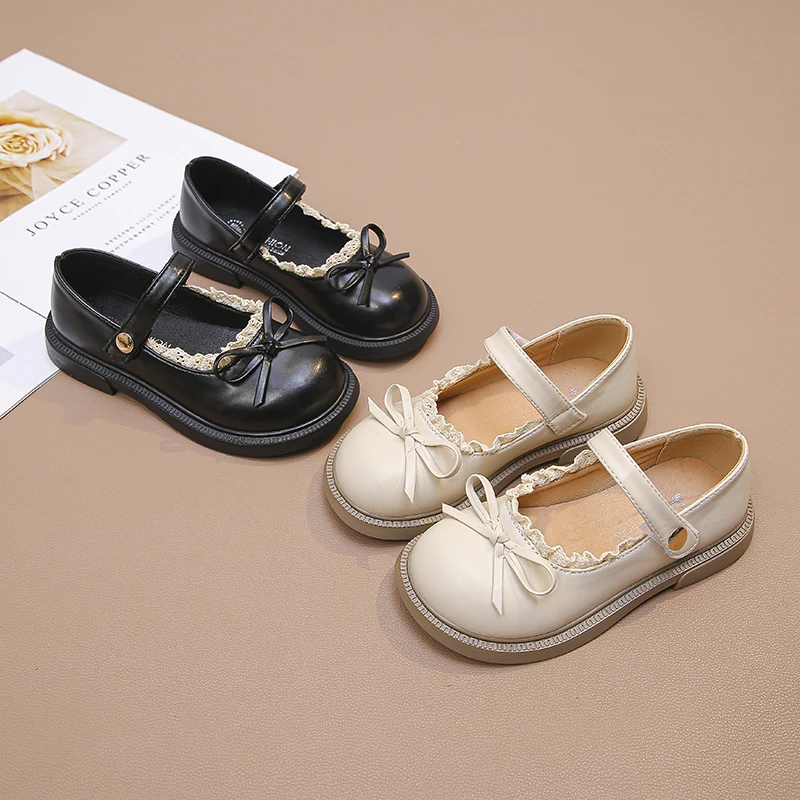 女童小皮鞋春秋季韩版百搭儿童鞋子女孩蝴蝶结玛丽珍公主浅口单鞋