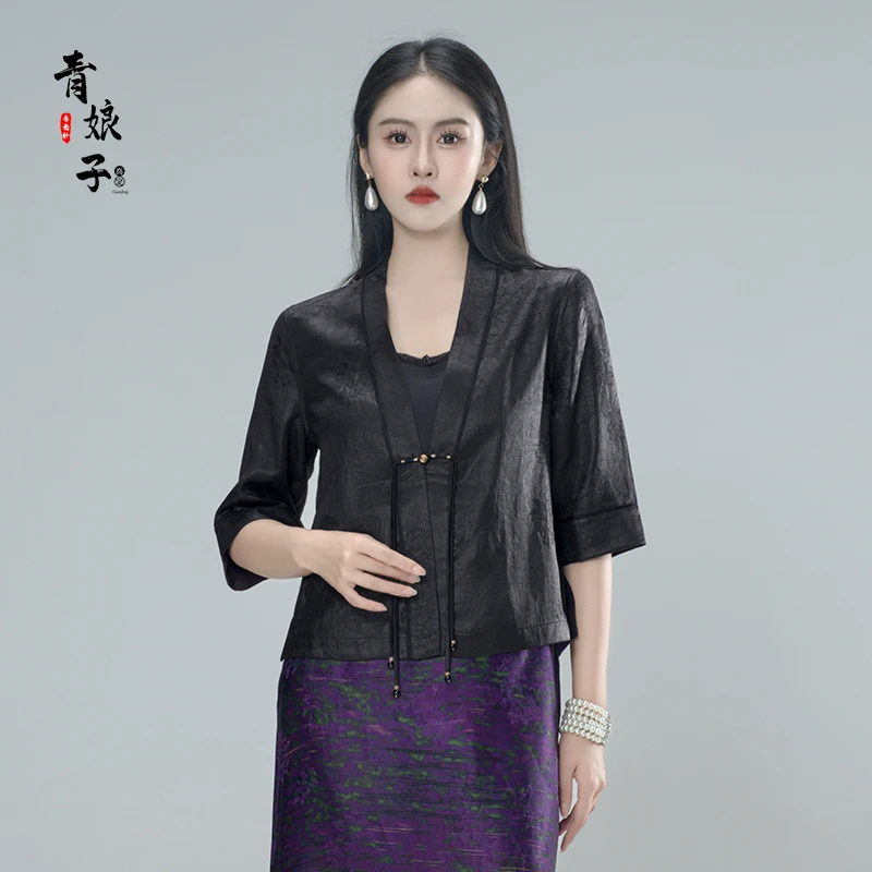 青娘子-香云纱（歆婷）花萝透彩国风新中式春夏休闲汉服开衫60977