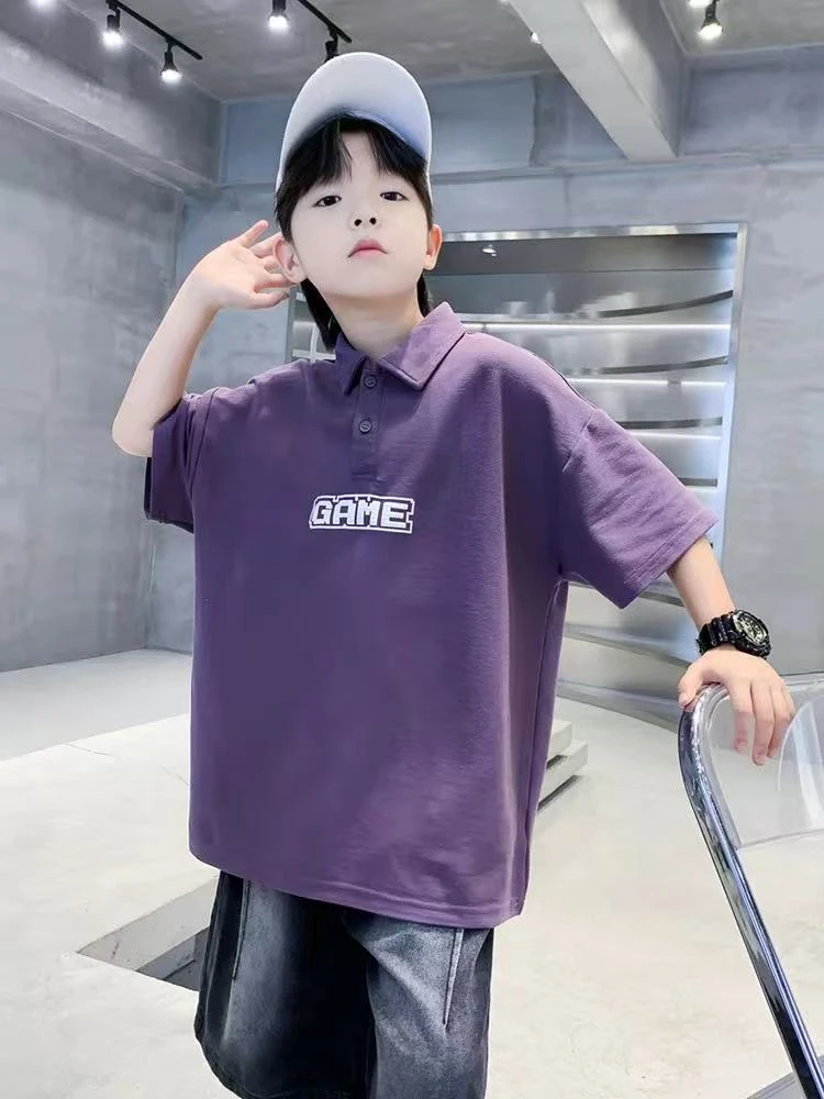 2025新款男童夏季纯棉POLO衫短袖T恤百搭潮童百搭时尚短袖