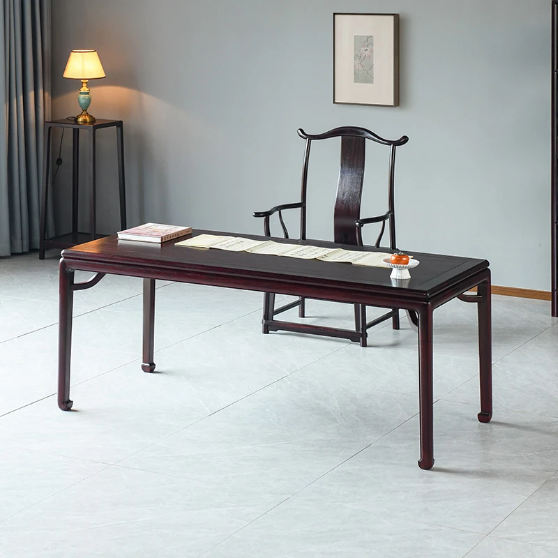 赞比亚血檀书桌中式办公桌实木学习桌非洲小叶紫檀书法桌明式画案