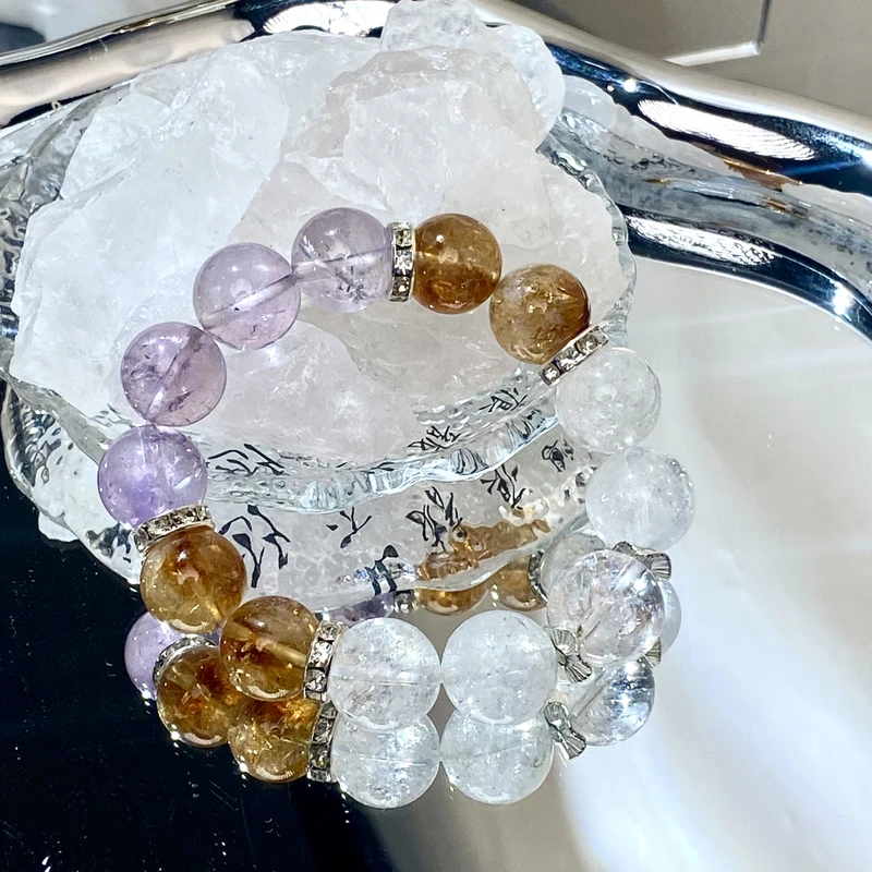 【时来运转】暴力黄塔金+紫水+白阿塞白幽灵招财贵人收藏级多样化