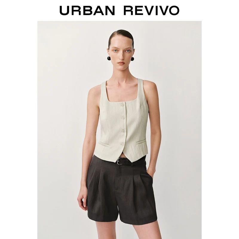 UR2025夏季新款女装简约通勤百搭无袖马甲外套UWM150024