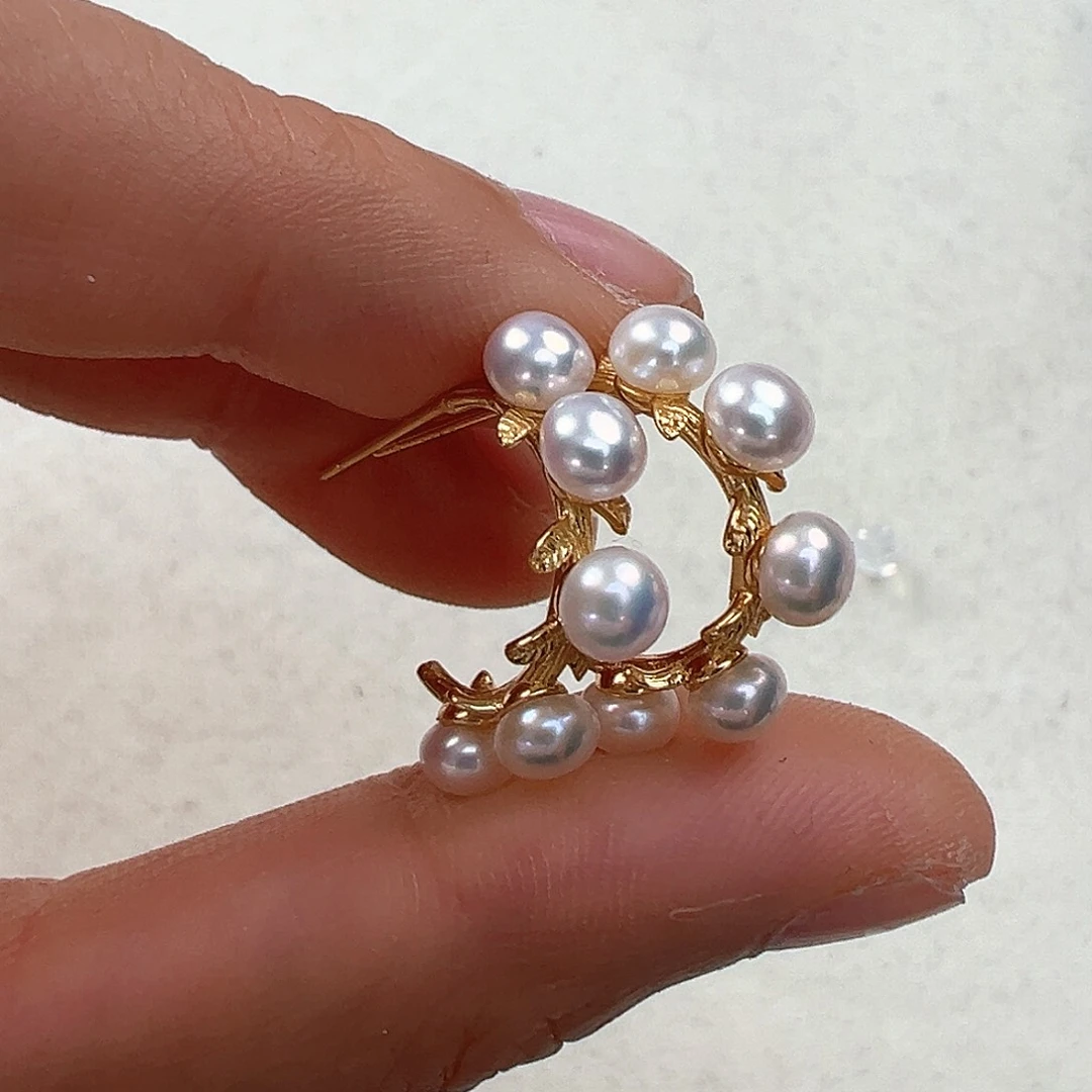 淡水珍珠耳饰银S925镶嵌