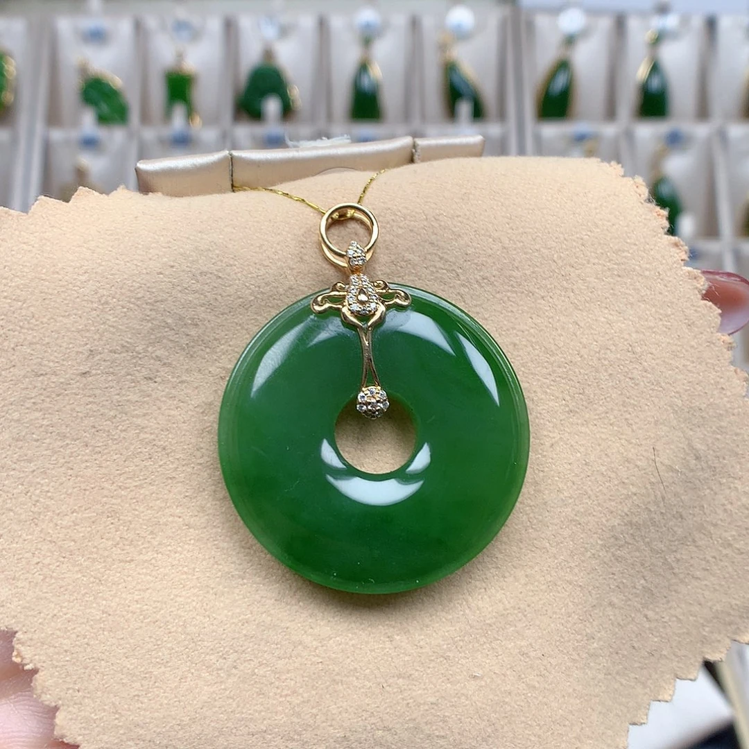 和田玉18K金镶嵌颈饰30