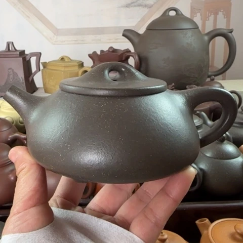 紫砂茶壶梨皮天青300c c