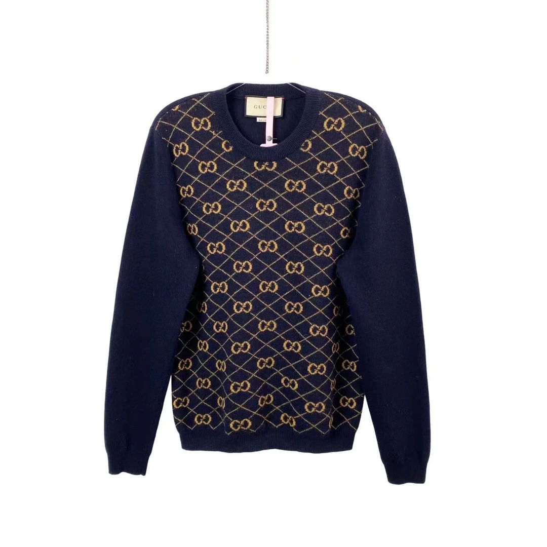 95新 GUCCI/古驰  pp五六六 羊毛 黑色双g满印毛衣 s码