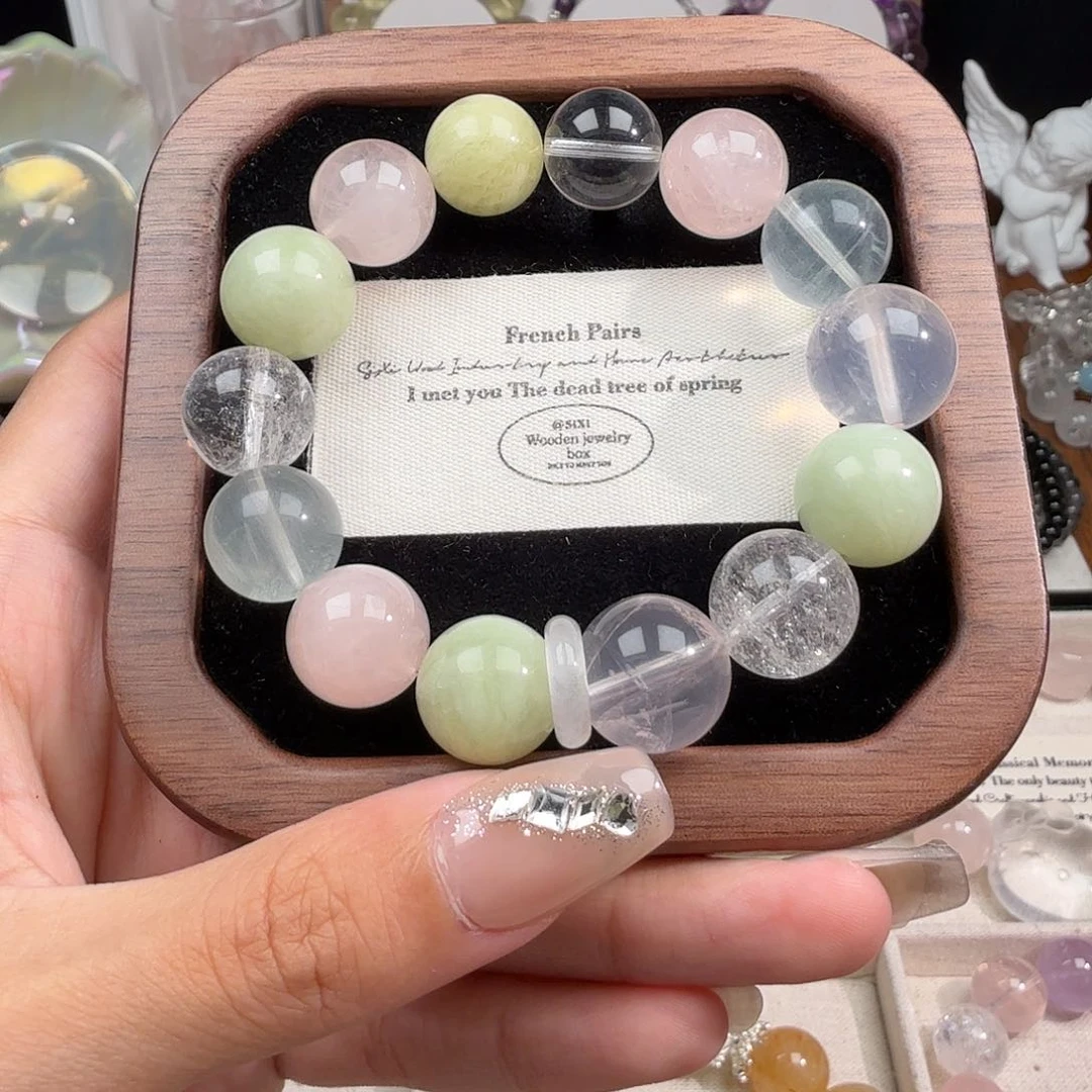 水晶手链未镶嵌绿野 卡13mm