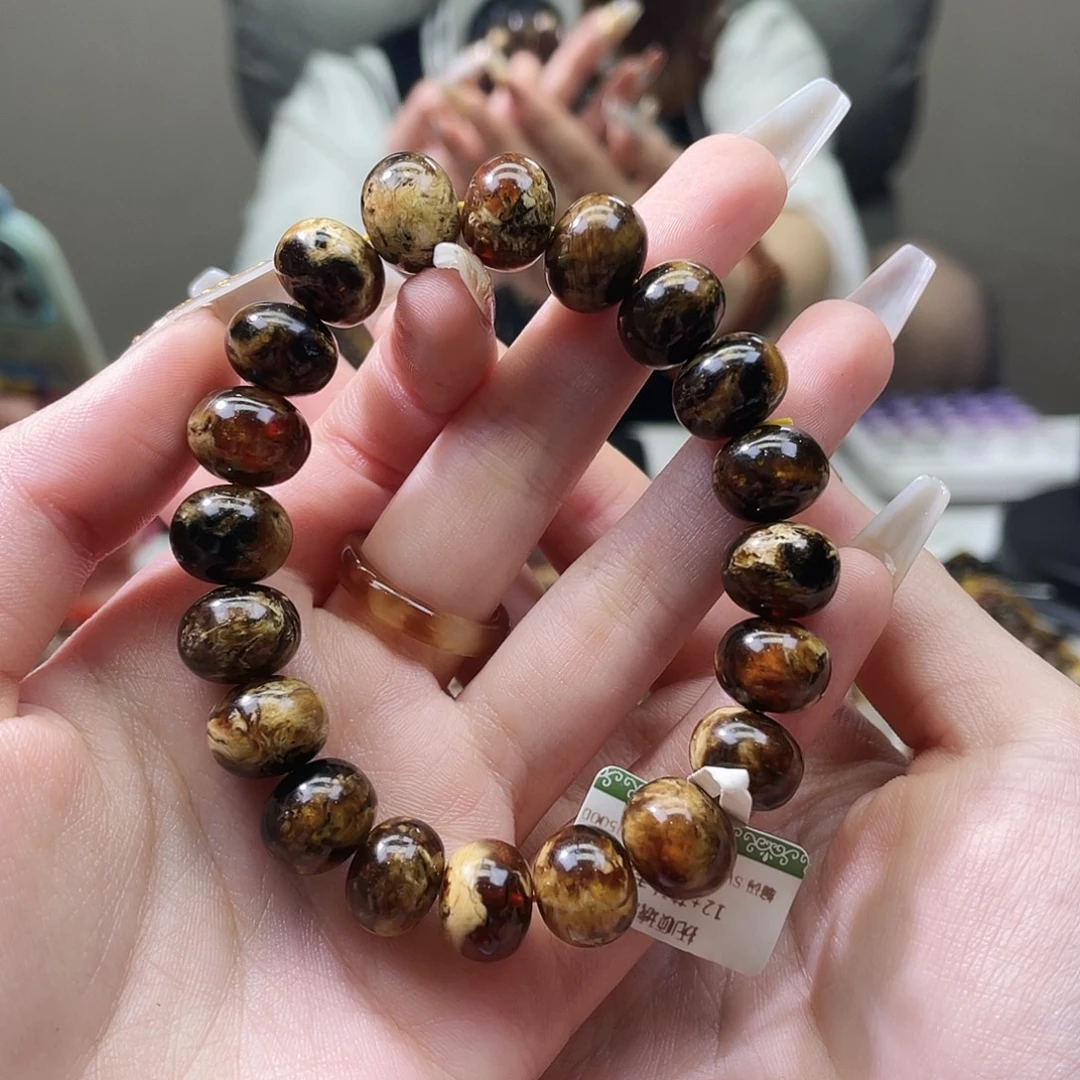 琥珀未镶嵌裸石抚顺琥珀12➕手串花珀