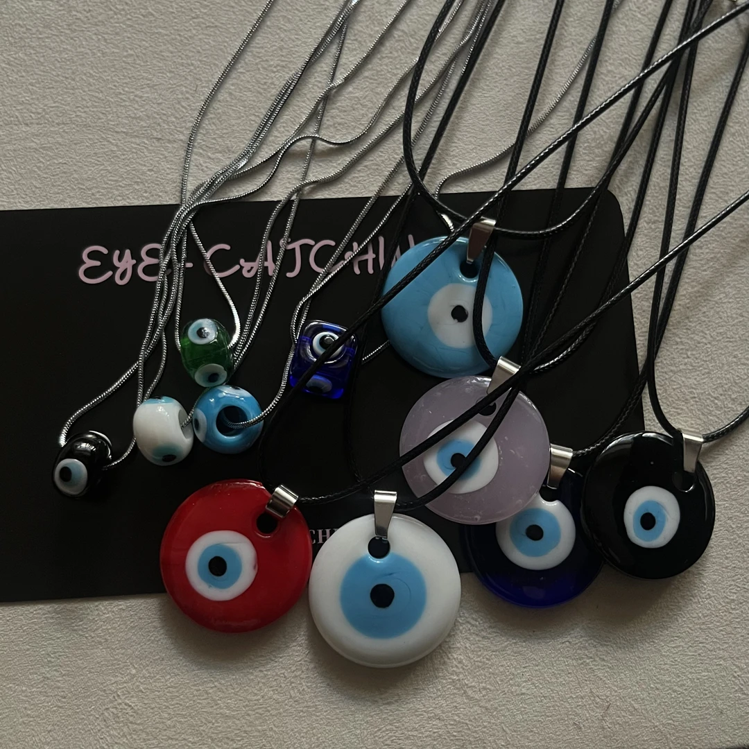 钛钢亚克力项链 百搭恶魔之眼系列项链多巴胺彩色百搭