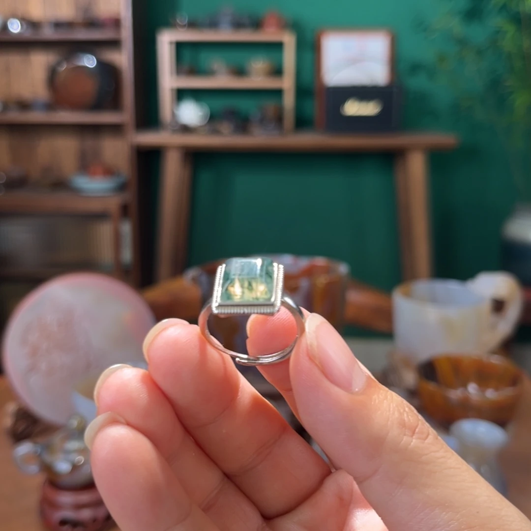 玛瑙/玉髓未镶嵌水草玛瑙戒指