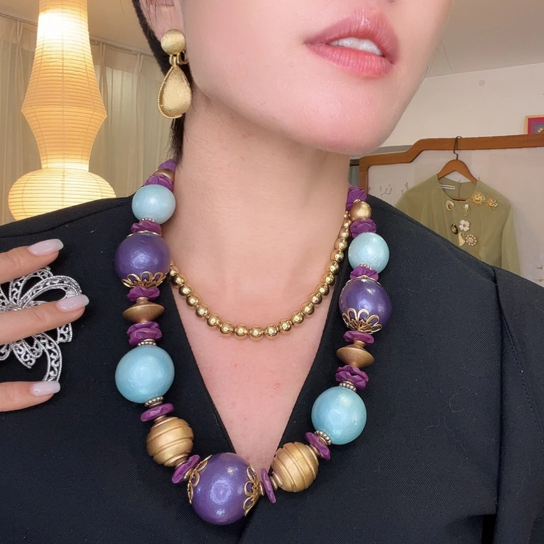 花岗石铜合金锡合金铜合金中古波普项链