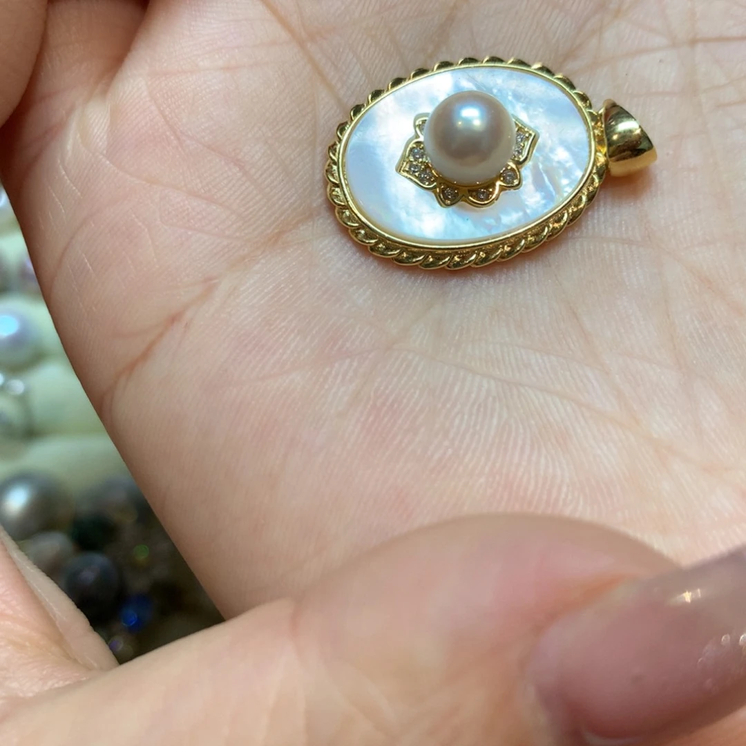 海水珍珠颈饰银S925镶嵌