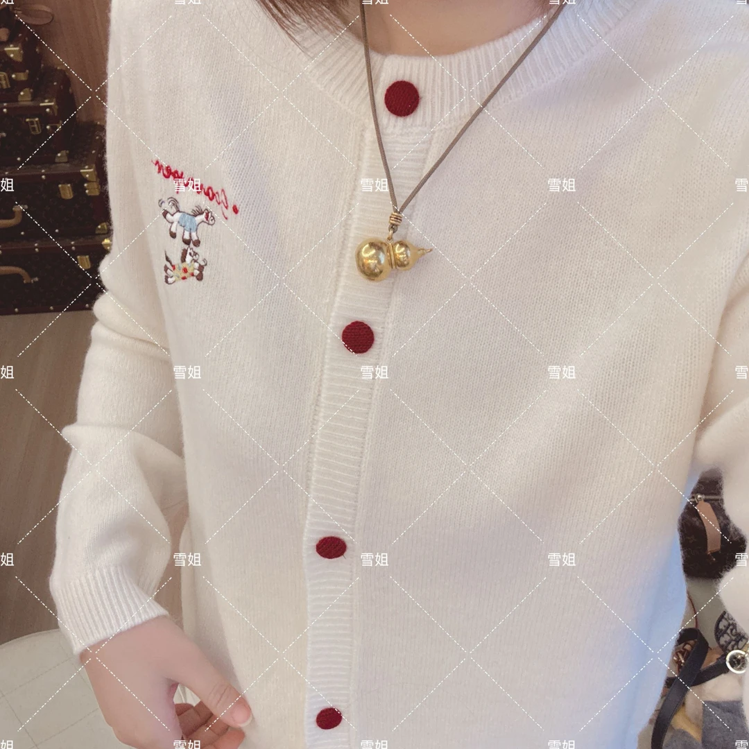 雪姐服饰「彩虹马开衫」新款百搭拉毛针织圆领时尚开衫外套