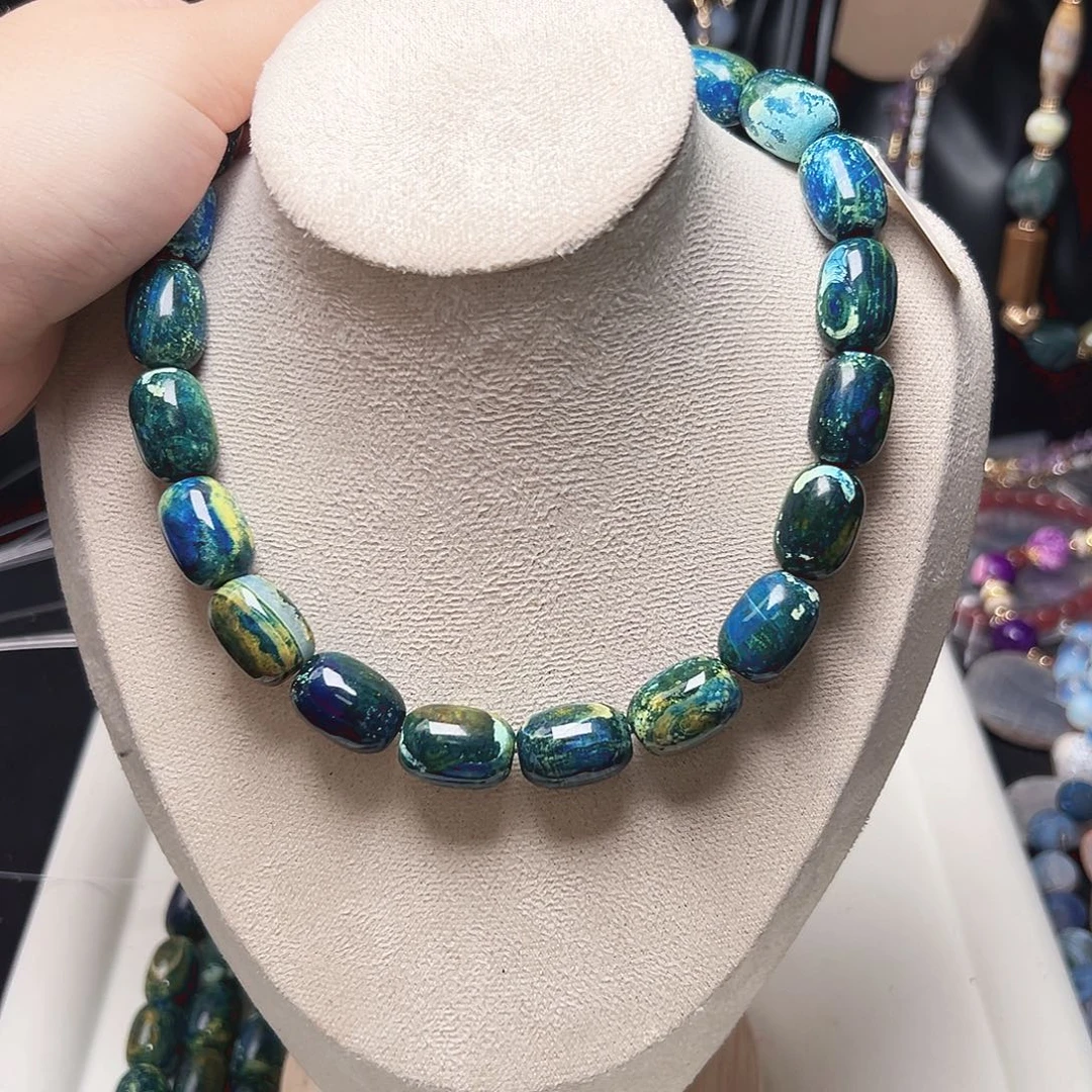 玛瑙/玉髓未镶嵌珠宝半成品t230 13m 地球玛瑙桶珠一条