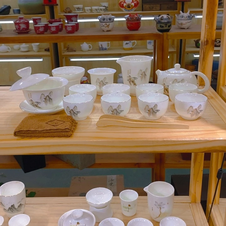 【不止】羊脂玉瓷茶具套装