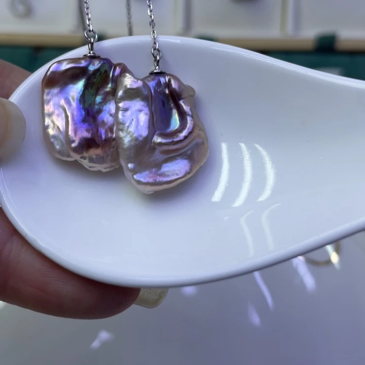 淡水珍珠耳饰银S925镶嵌