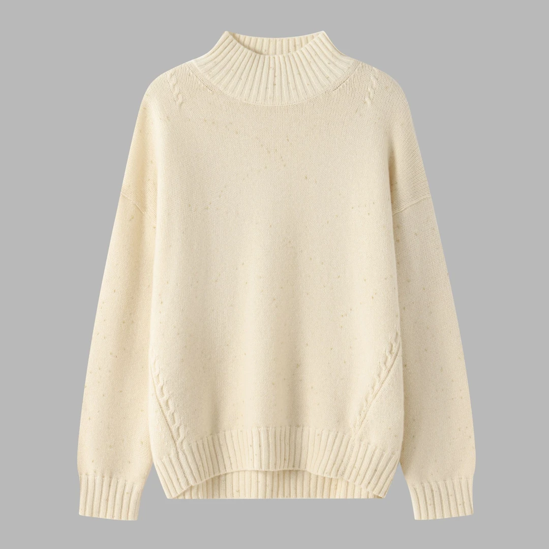 半高领金豆纱羊毛羊绒厚款简约衫时尚针织衫 R4043