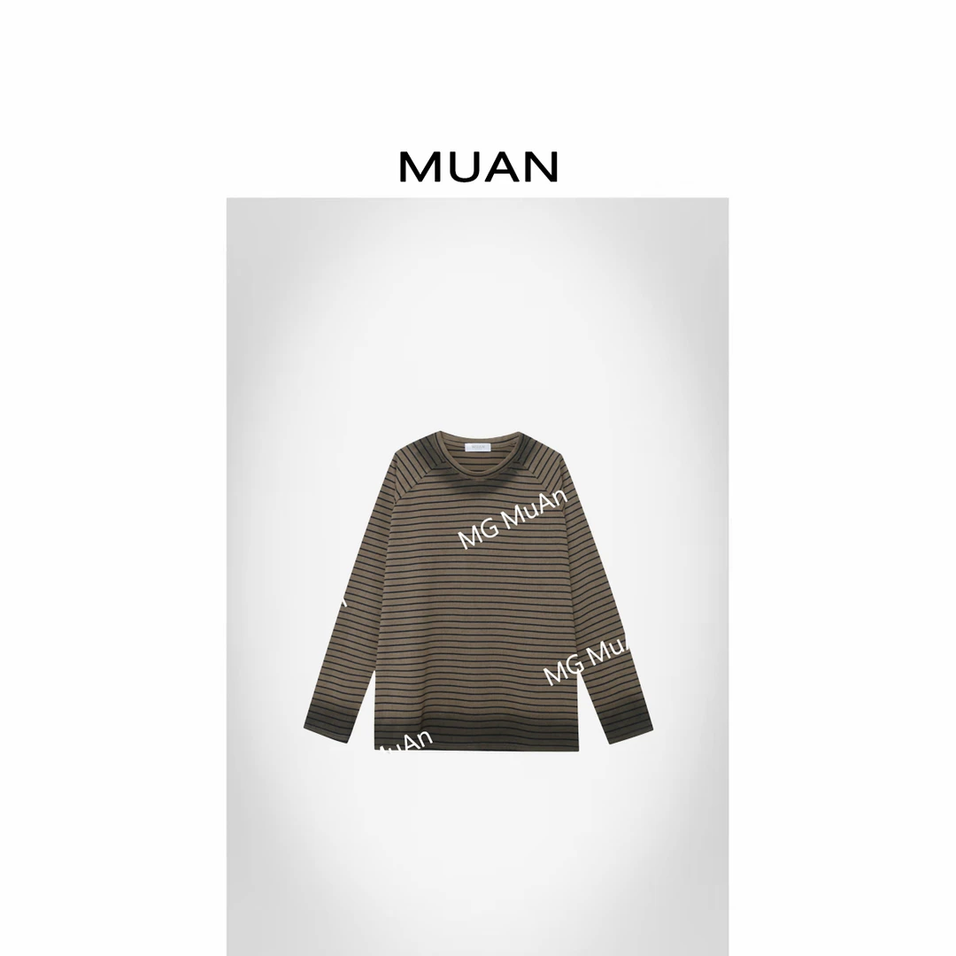 木岸MUAN：《蒙太奇长袖T》定制晕染条纹高级简约卫衣上衣女DS-9055