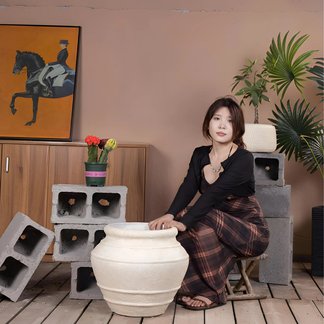 友圃【设计师推荐款】镁泥花盆客厅阳台庭院民宿酒店造景水泥花盆