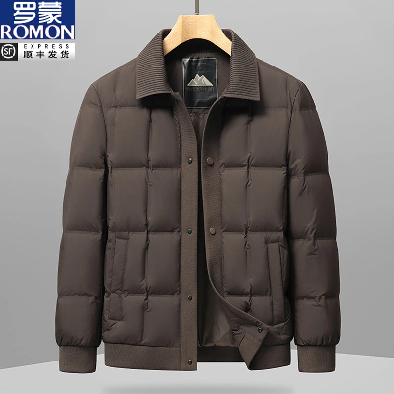罗蒙男式羽绒服秋冬工装款国标90白鸭绒保暖青年高奢商务防寒休闲