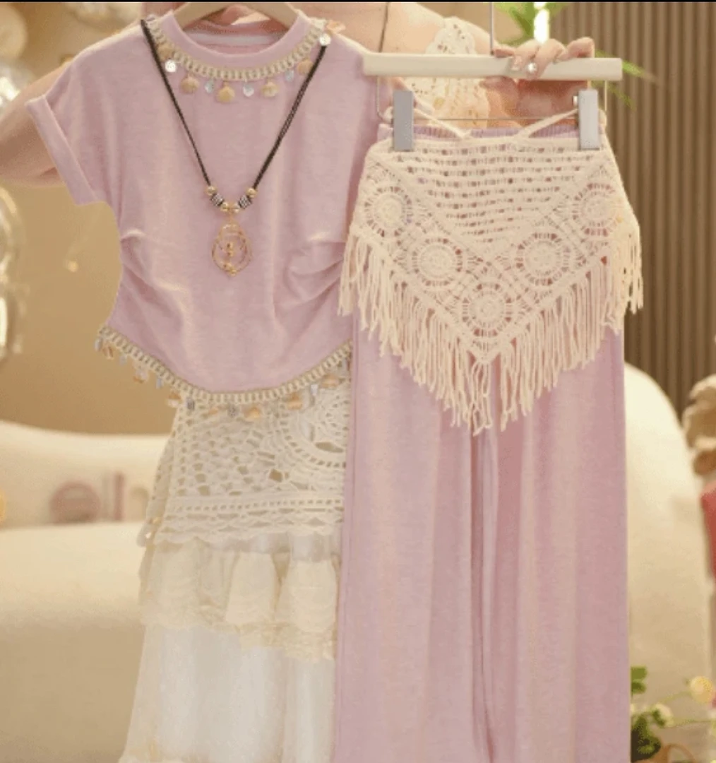 5女童夏季休闲套装中大童t恤小女孩洋气薄款阔腿裤两件套