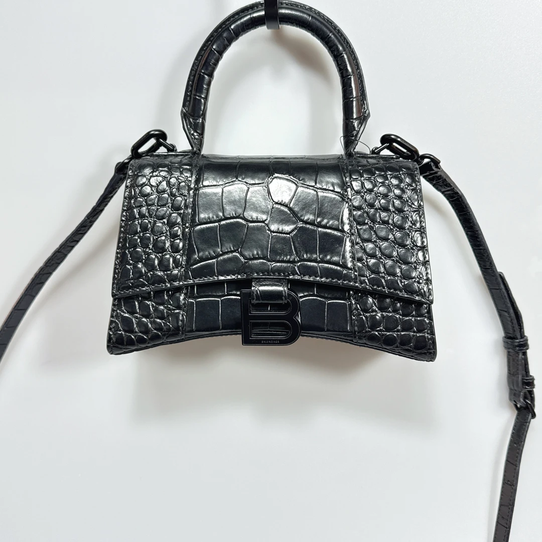 95新 Balenciaga/巴黎世家 复燃精选/黑色鳄压沙漏xs